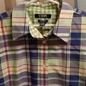 FINAL PRICE NWOT CHAPS blue multi-colored blouse Size Small